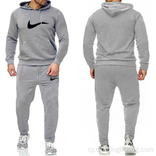 Siwtiau Chwaraeon Ffitrwydd Hooded Tracksuit Dynion